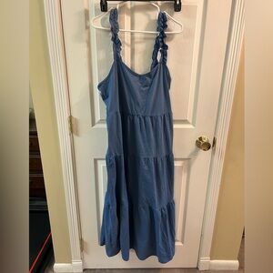 Blue Sleeveless Tiered Dress